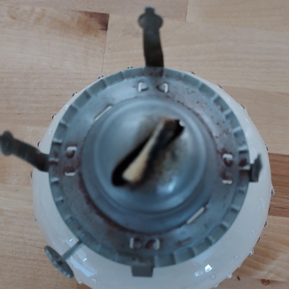 Vintage Hobnob Cream Glass Oil Lamp Circa 1960 - Picture 3 of 5